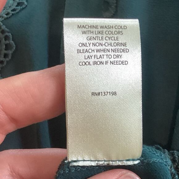 Joie Womens Blouse Size Medium Green Sheer Crochet Romantic Fall Business Office - Picture 8 of 10